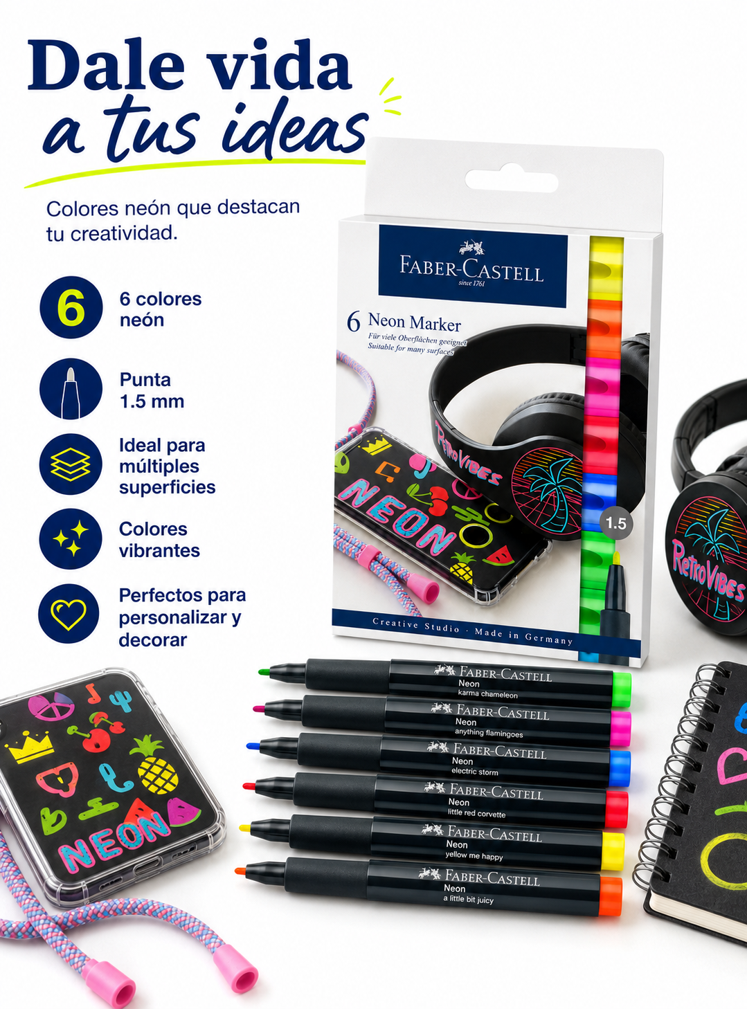 Marcadores Neon Faber-Castell x6 Colores-2