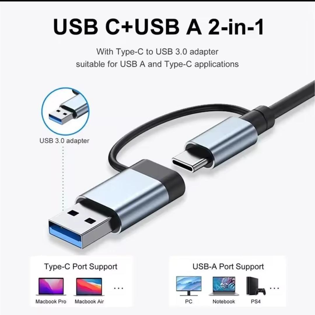 Multipuerto HUB Adaptador 8 en 2 USB y Tipo C para PC-2