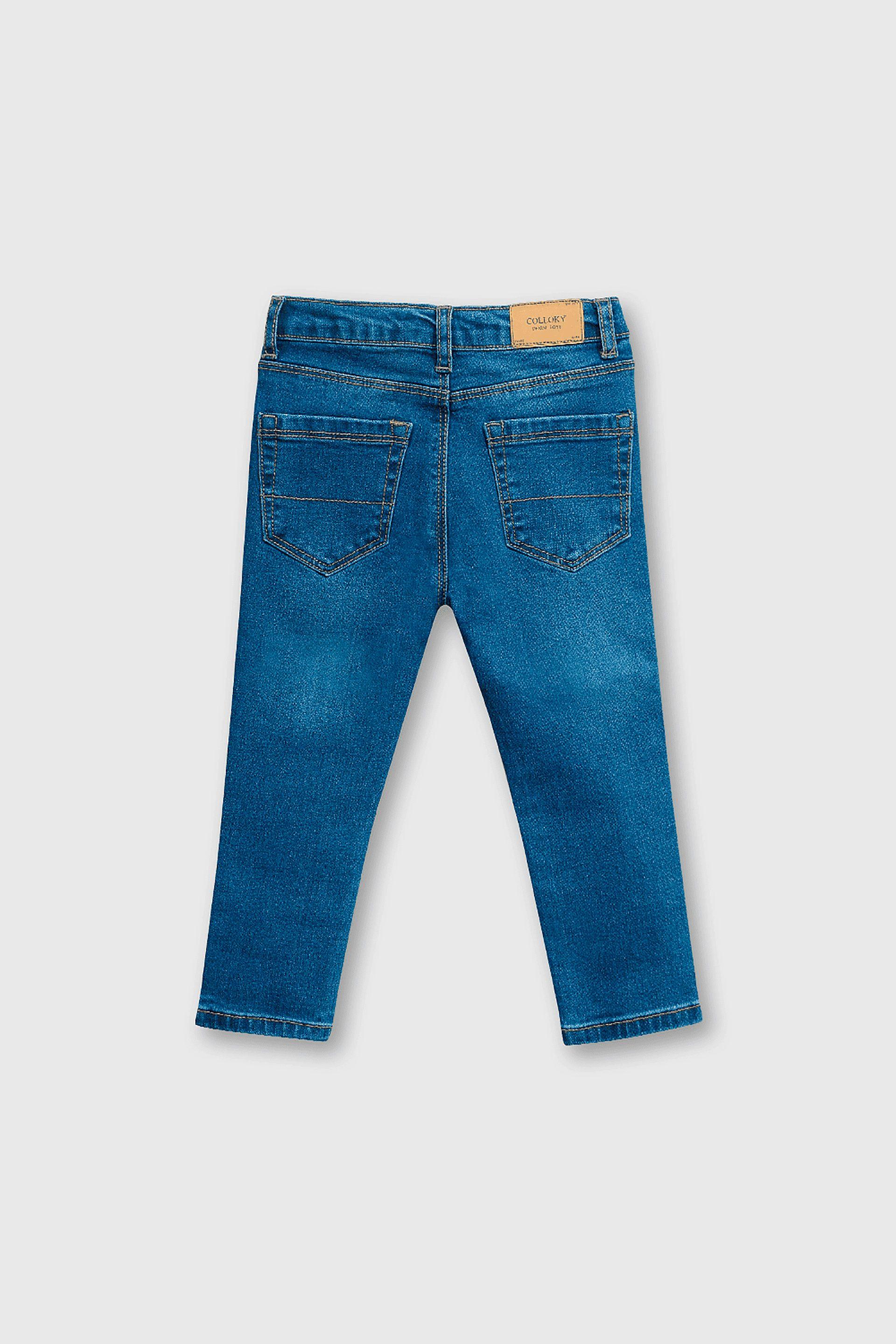 Jeans Elasticado y Cintura Ajustable Azul para bebé de 3/6 a 36 meses-1
