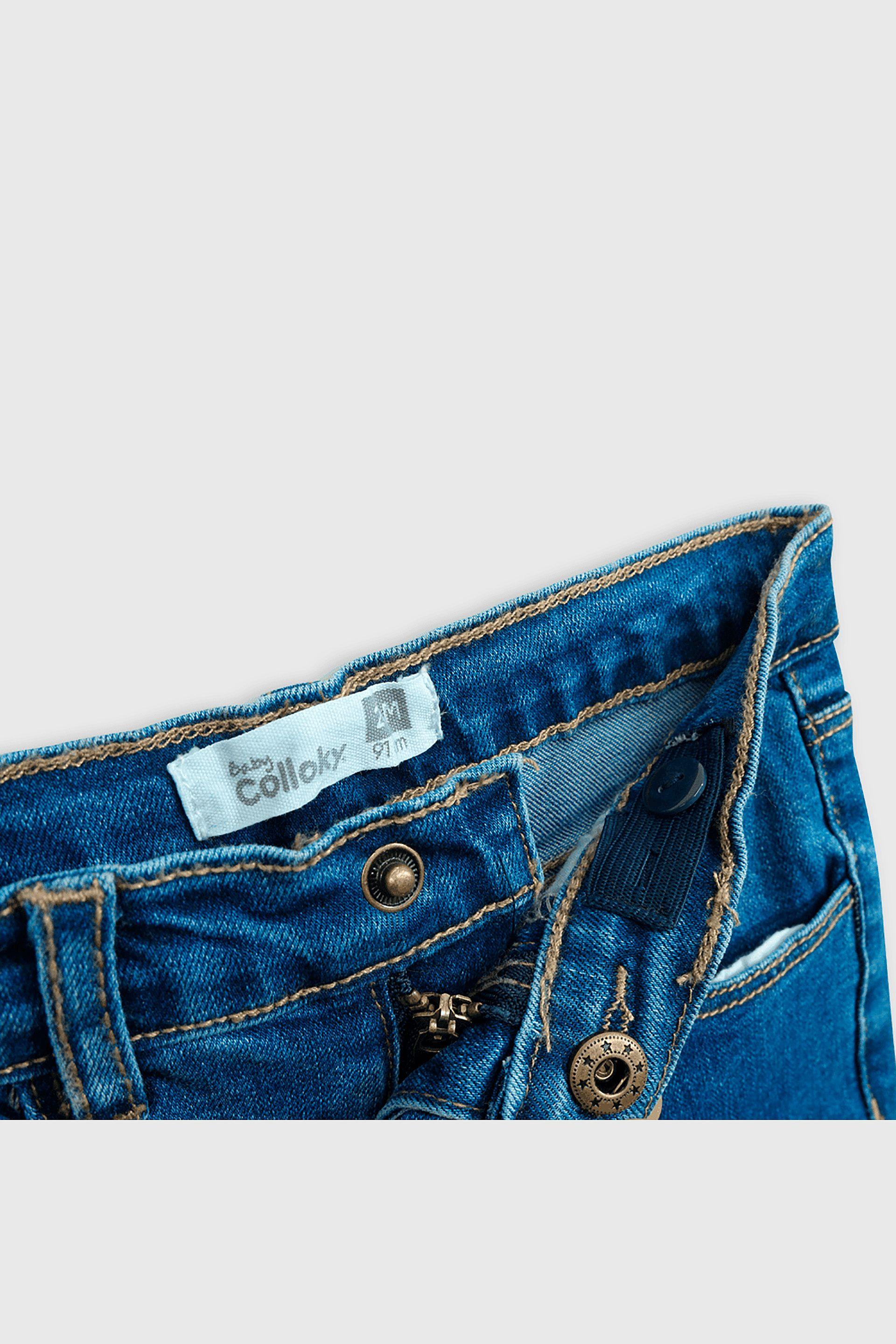 Jeans Elasticado y Cintura Ajustable Azul para bebé de 3/6 a 36 meses-2