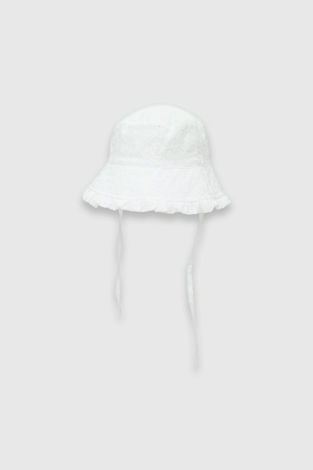 Sombrero de bebé niña de brodery blanco / white (0 a 9 meses)-0