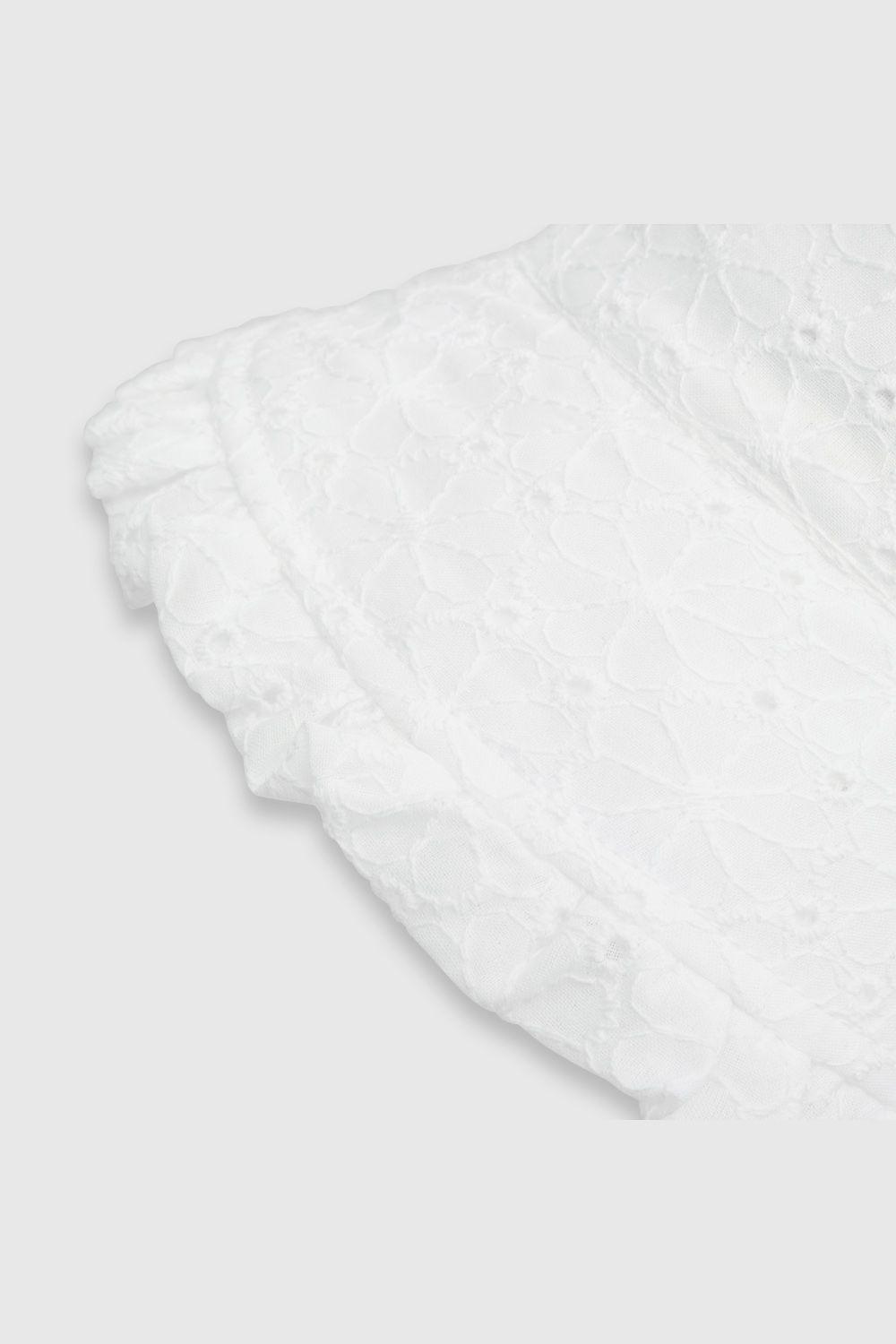 Sombrero de bebé niña de brodery blanco / white (0 a 9 meses)-1