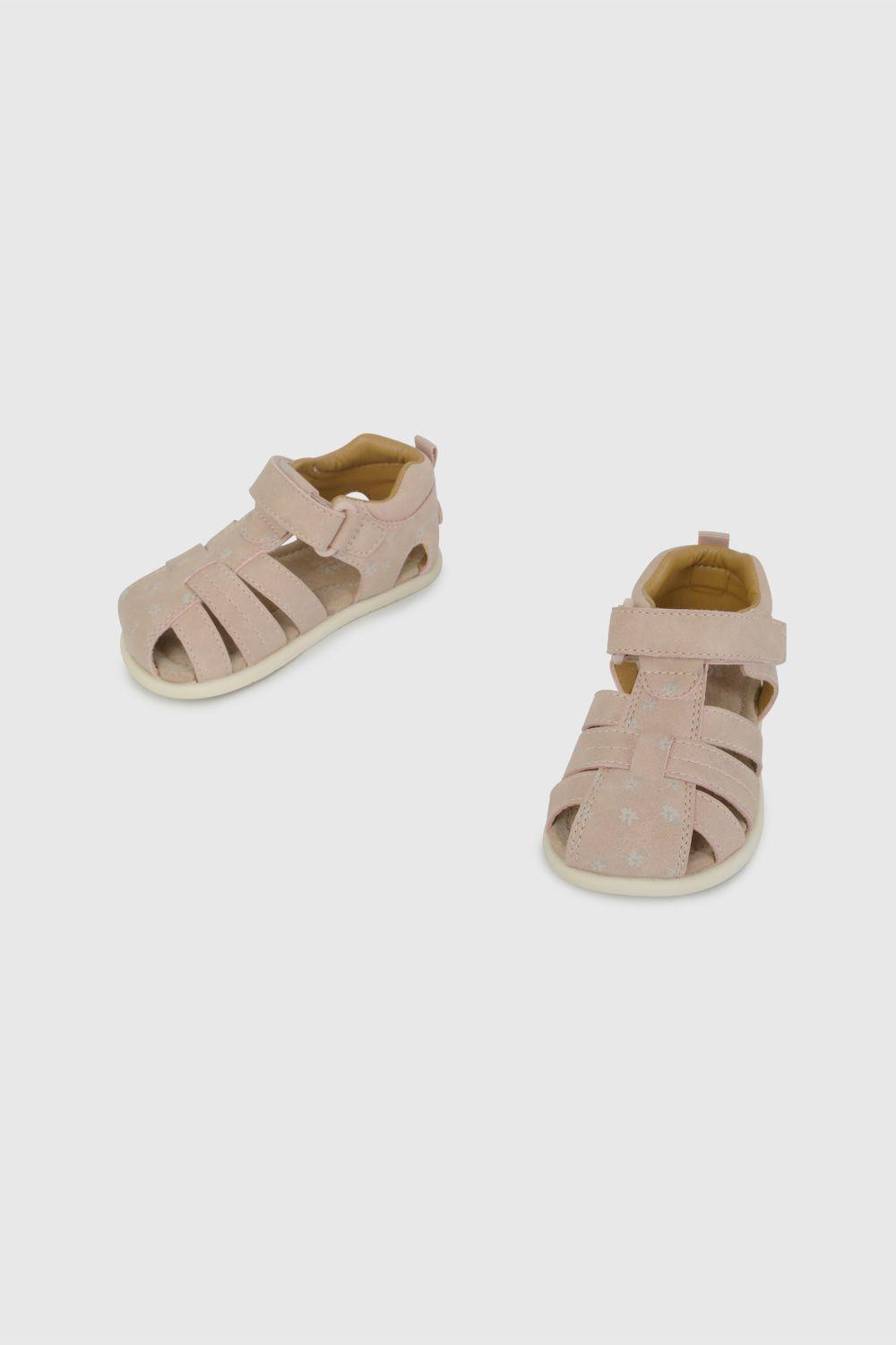 Sandalia Cangrejera Rosada Con Flores 33060230V26-3