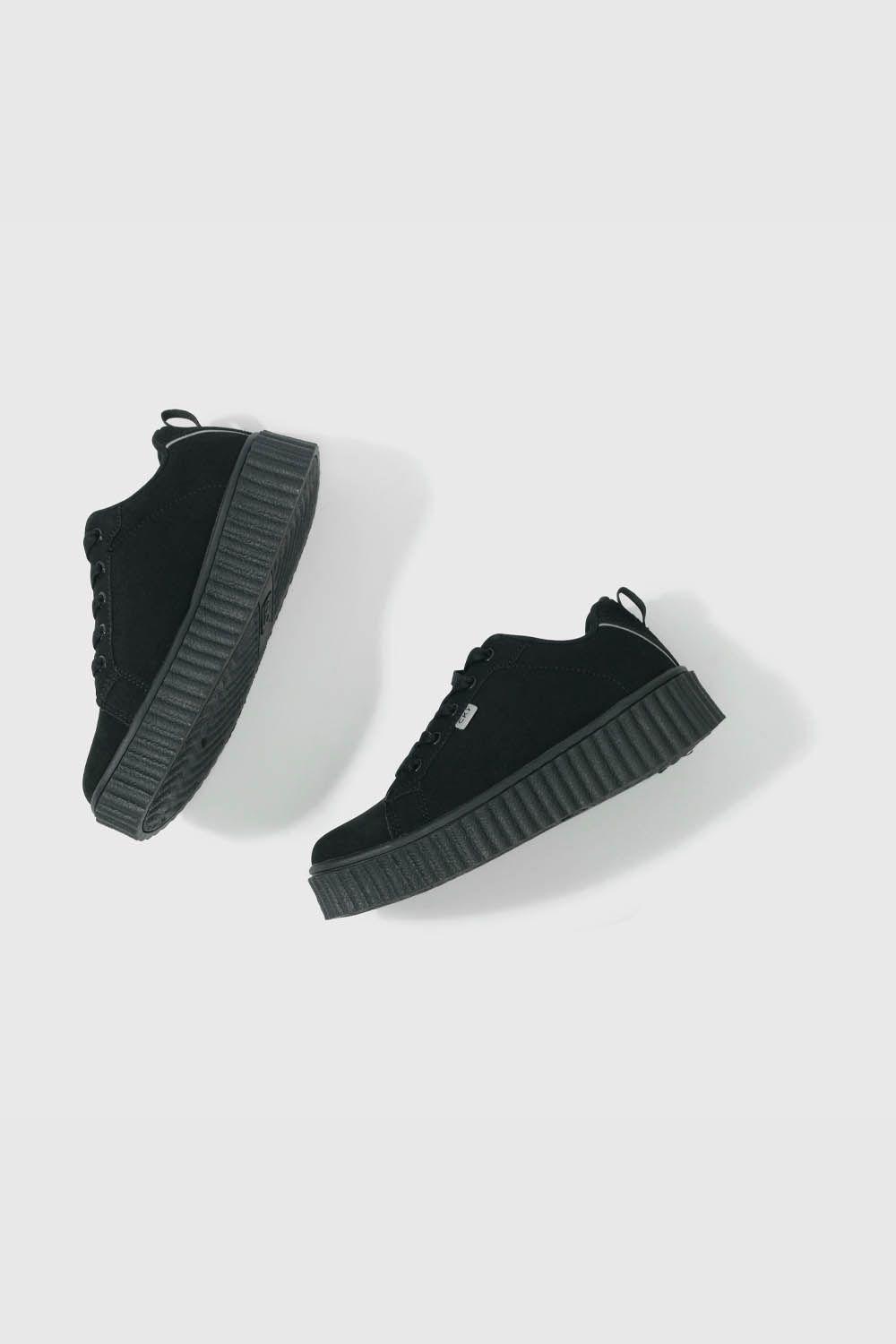 Zapatilla Escolar Negra con Plataforma y cordón para niña-3