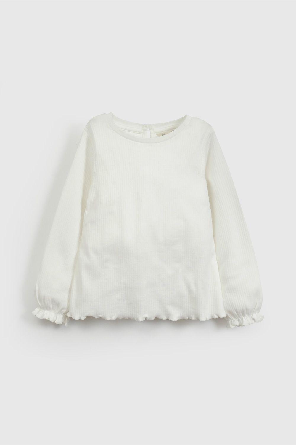 Polera Blanca Manga Recogida De Niña POPU2009V26-0