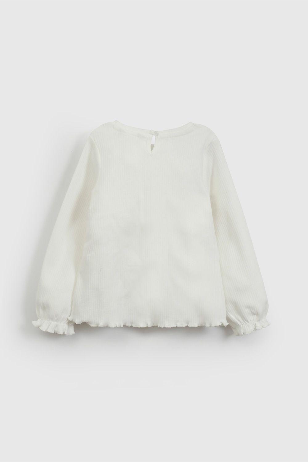 Polera Blanca Manga Recogida De Niña POPU2009V26-1