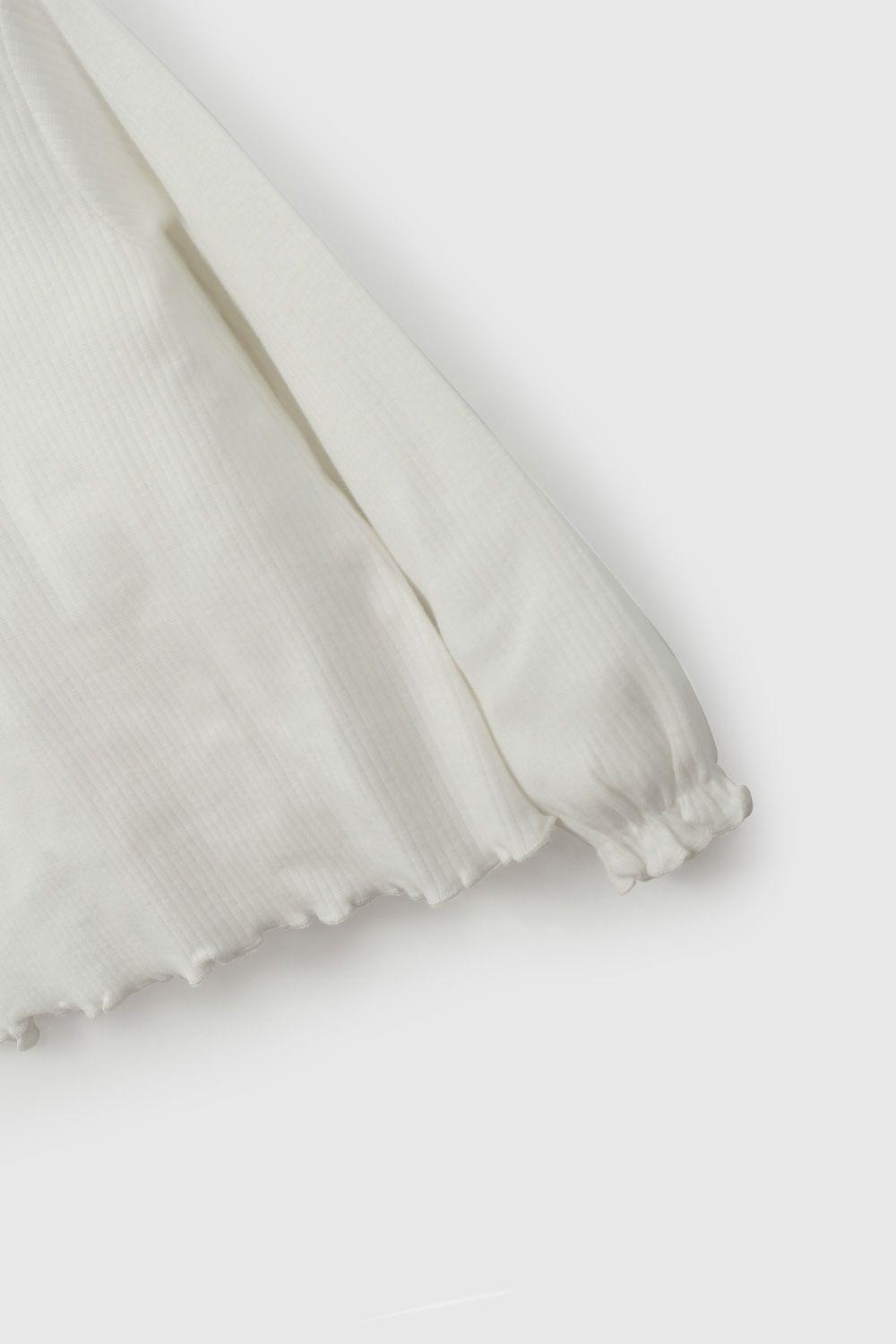 Polera Blanca Manga Recogida De Niña POPU2009V26-3