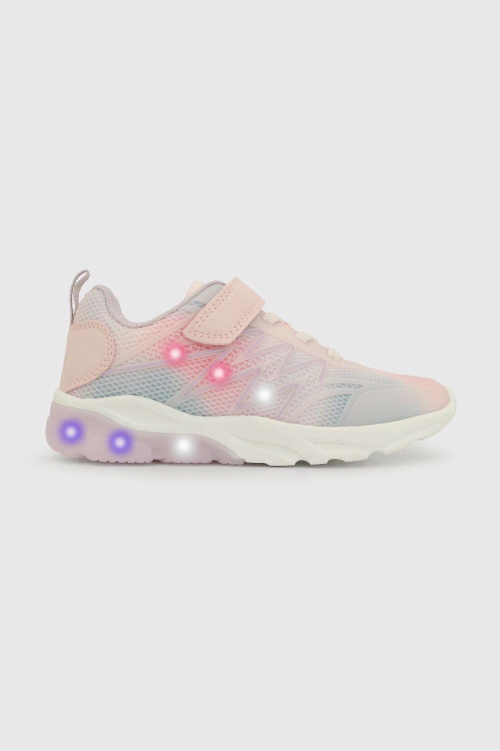 Zapatilla con luces niña multicolor 28-33 velcro y cordón-2