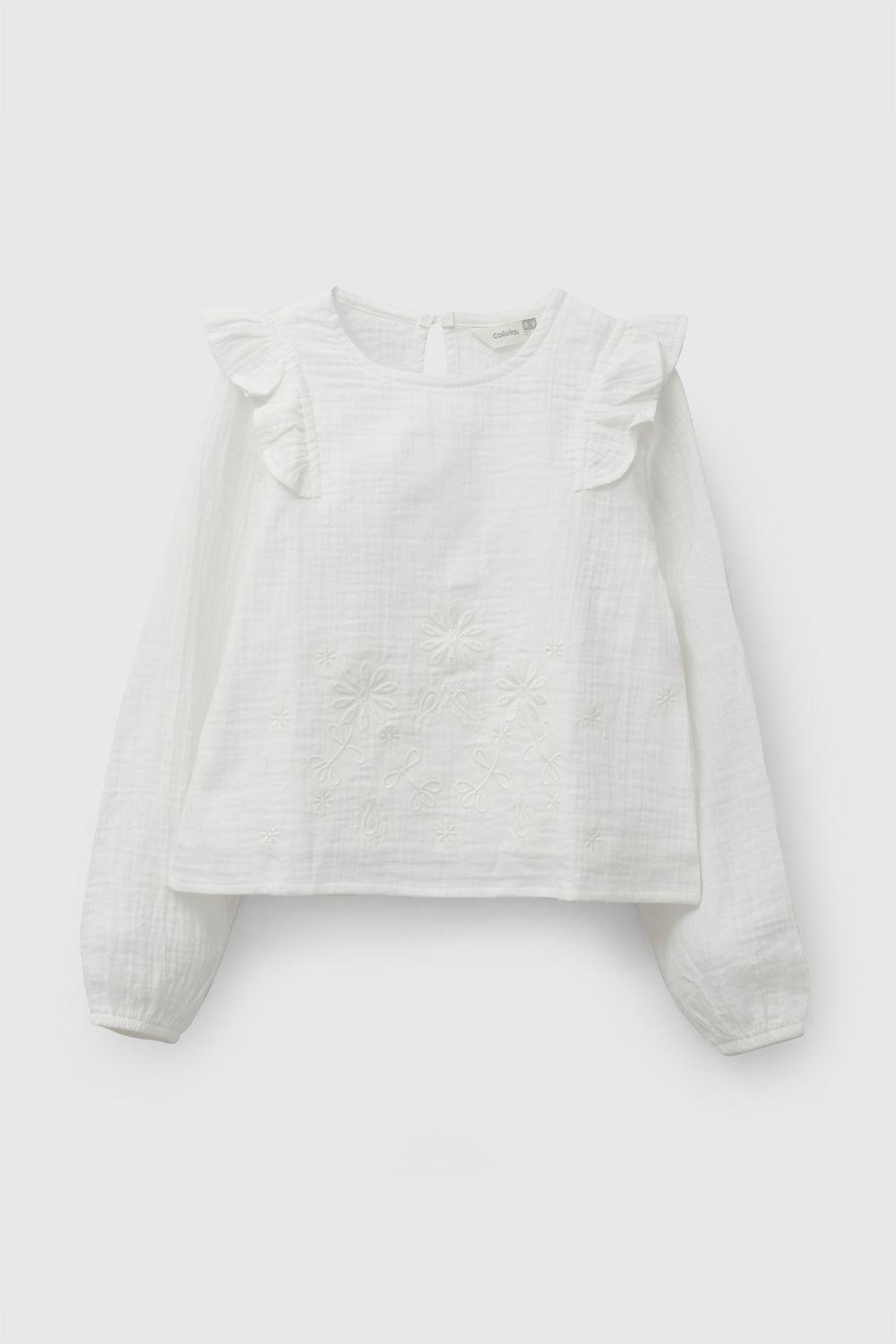 Blusa Bambula Crema Niña 3-4A a 12-13A Colloky-0