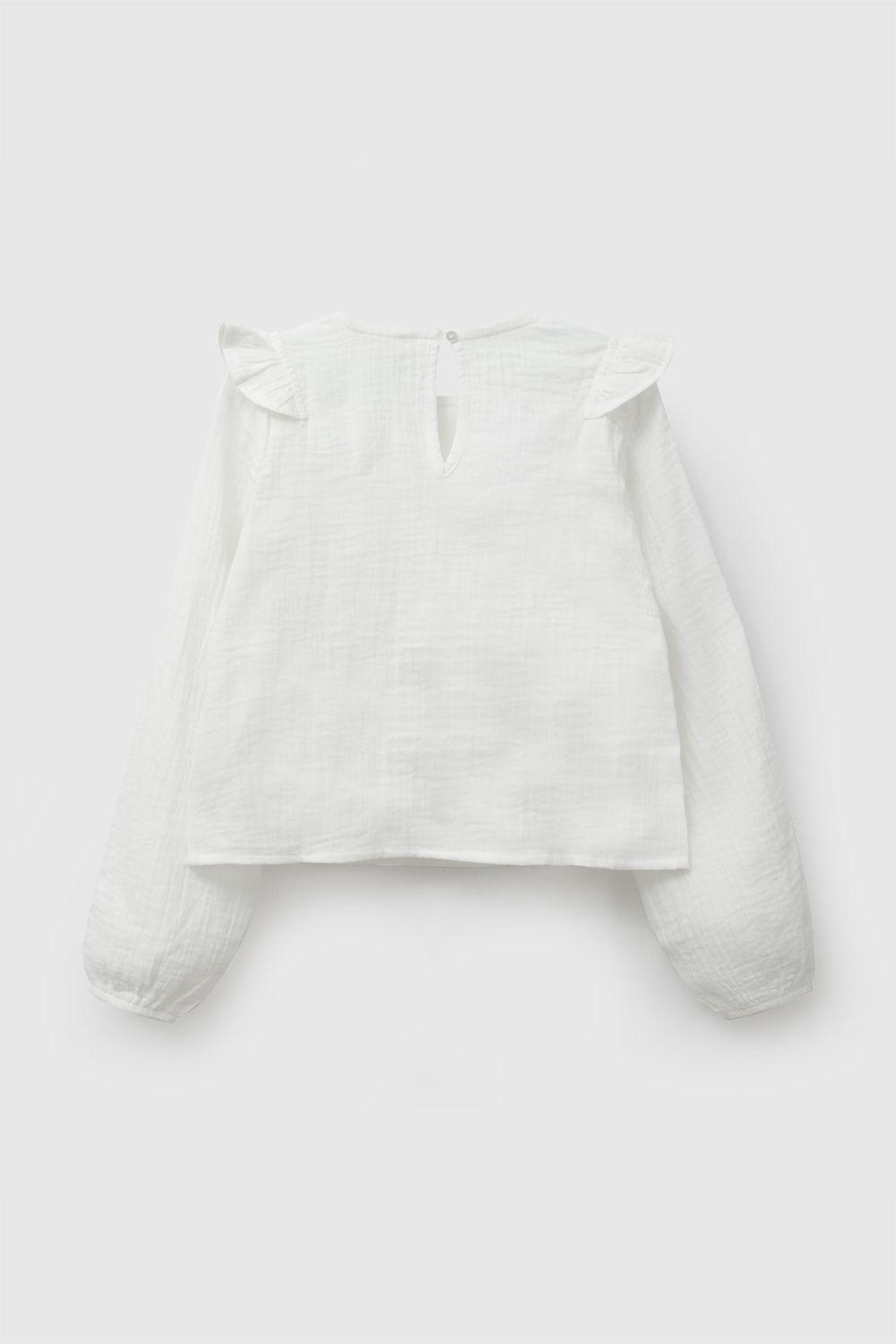 Blusa Bambula Crema Niña 3-4A a 12-13A Colloky-1