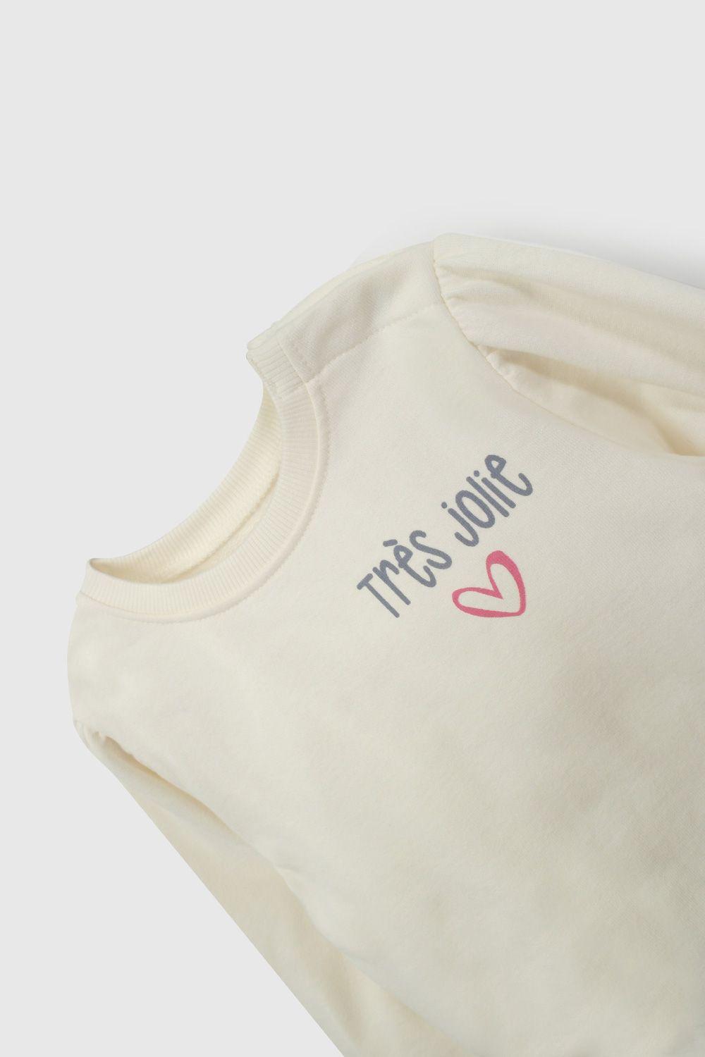 Polerón Blanco Manga Recogido De Niña PLPO3478V26-2