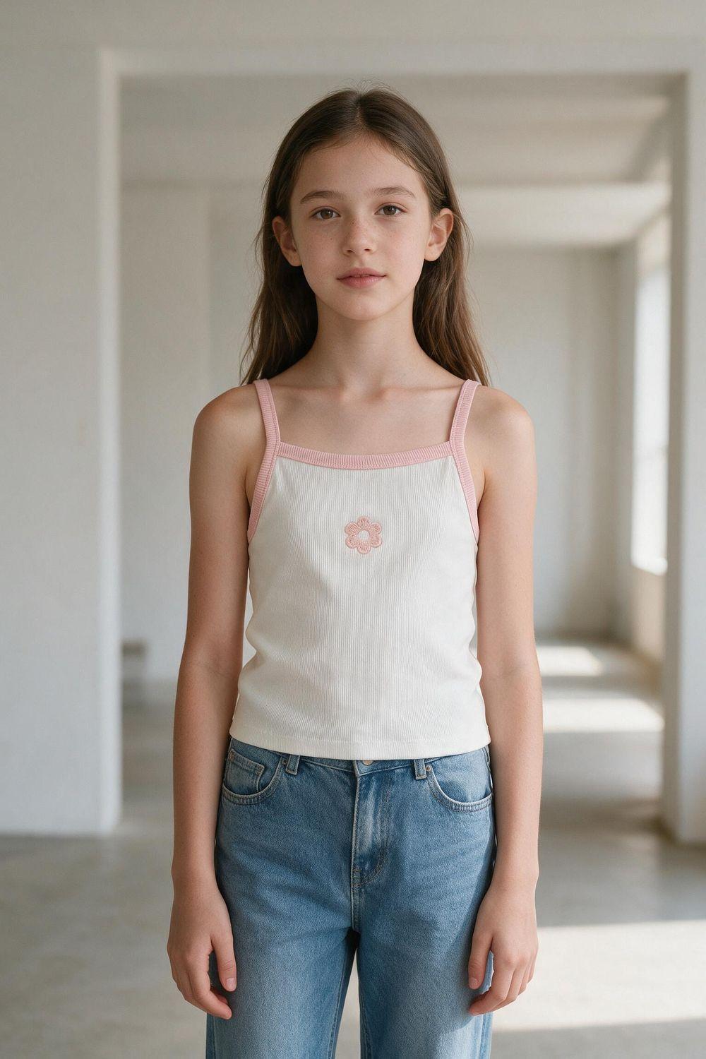 Polera Flor Crema Niña 3-4A a 12-13A Colloky-1