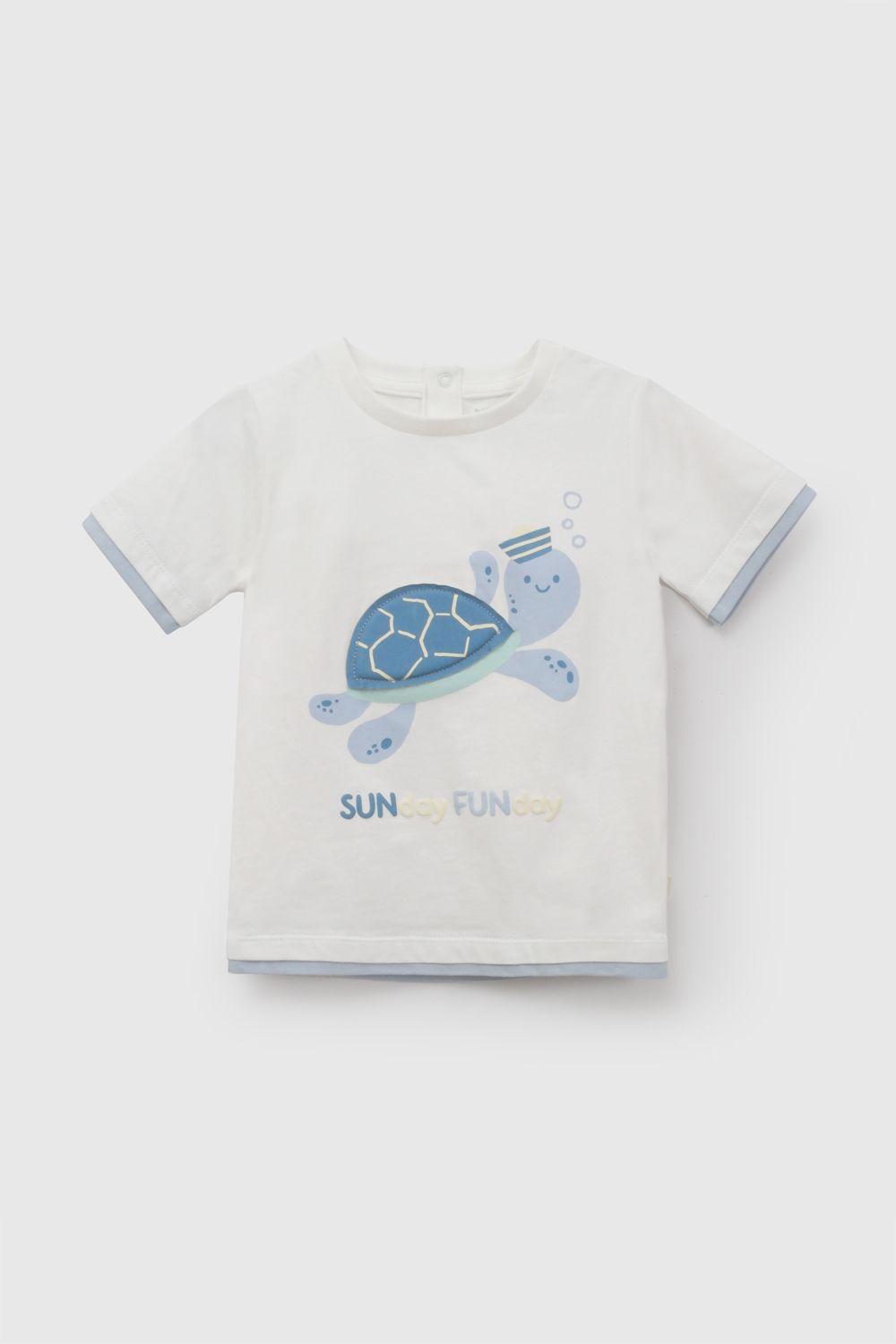 Polera Tortuga Blanco Niño 6-9M a 4-5A Colloky-0