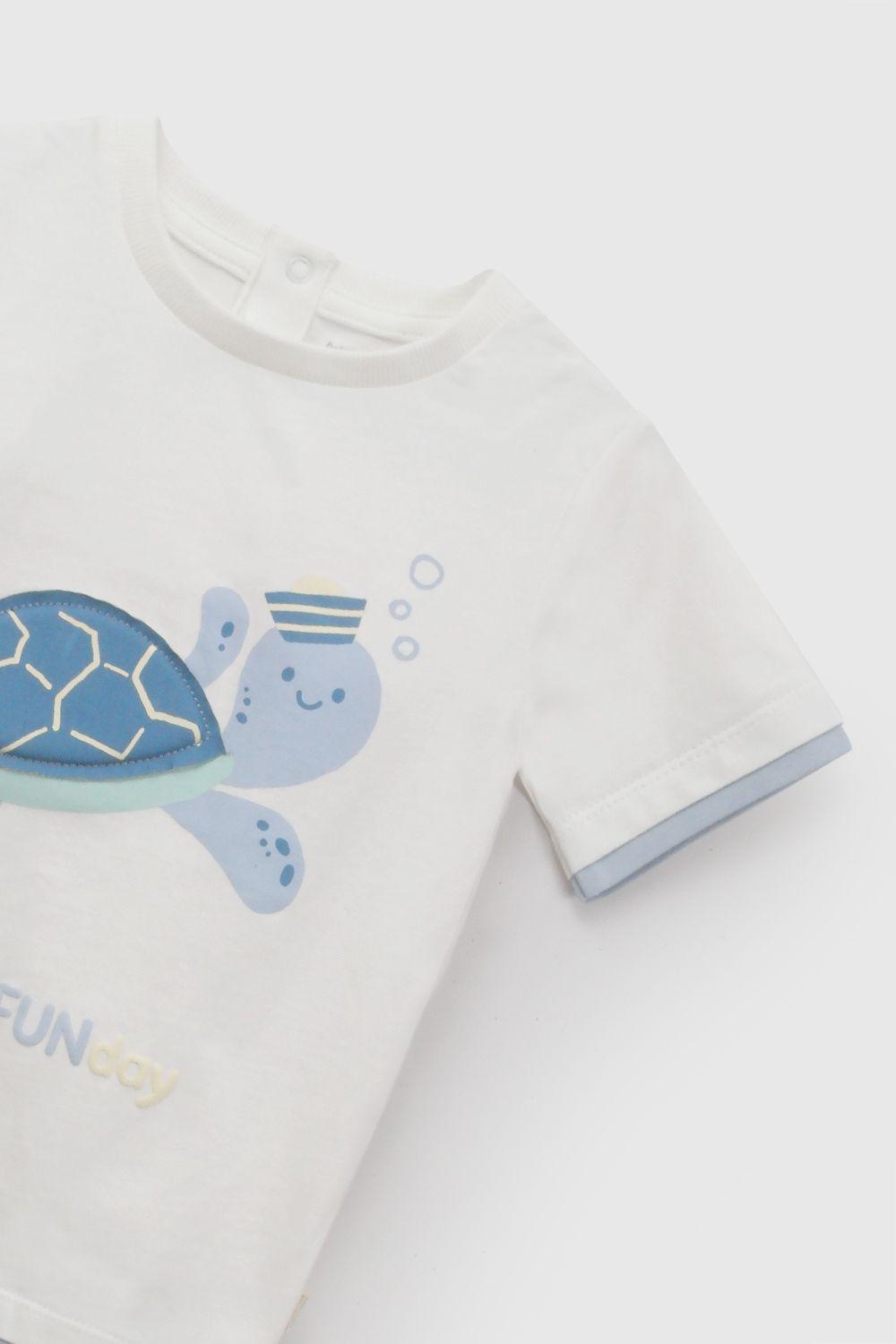 Polera Tortuga Blanco Niño 6-9M a 4-5A Colloky-3