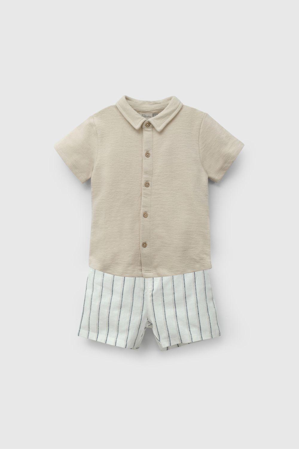 Conjunto Beige Camisa Y Short De Niño COAL0376V26-0
