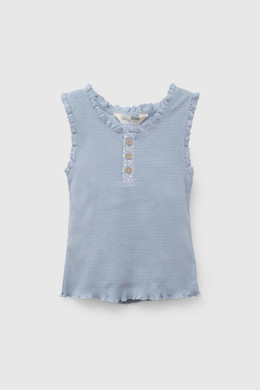 Polera Celeste Rib De Niña POPU1240V26-0