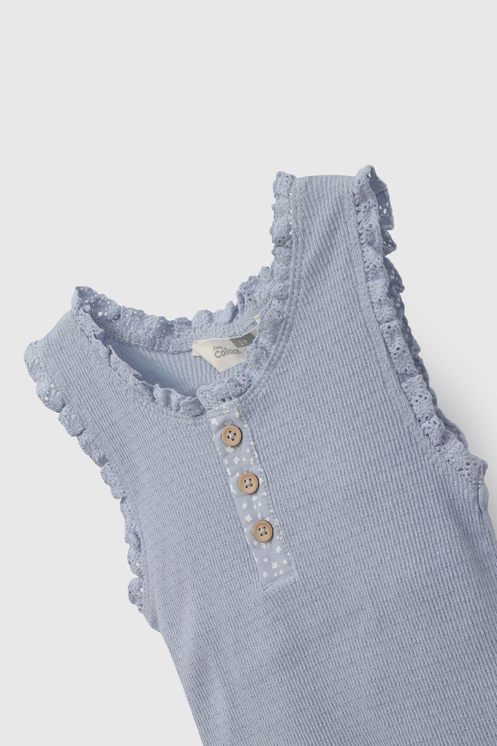 Polera Celeste Rib de Niña Infantil talla 3/6 M a 24m/36 M-2