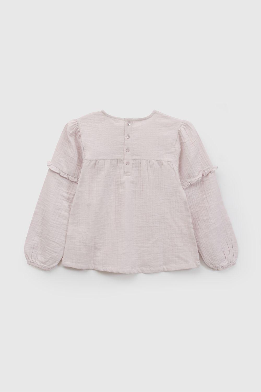 Blusa bambula mangas aglobadas niña morada 3/4A a 12/13A-1