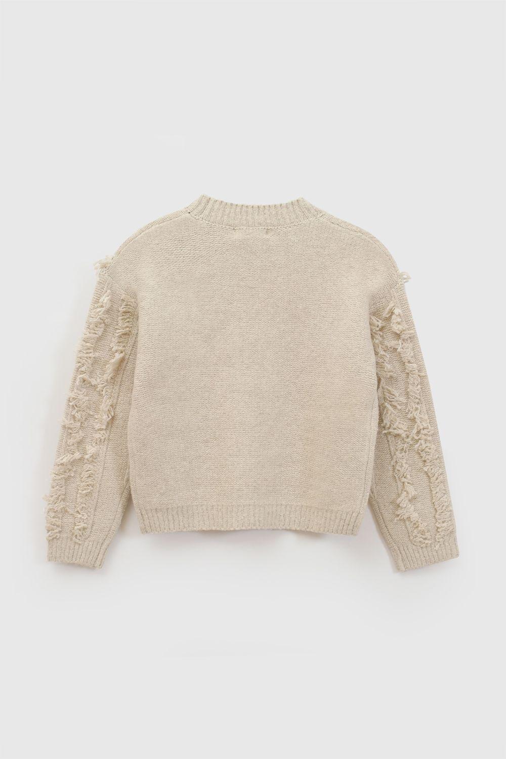 Sweater fleco tejido niña beige 3/4A a 12/13A-2