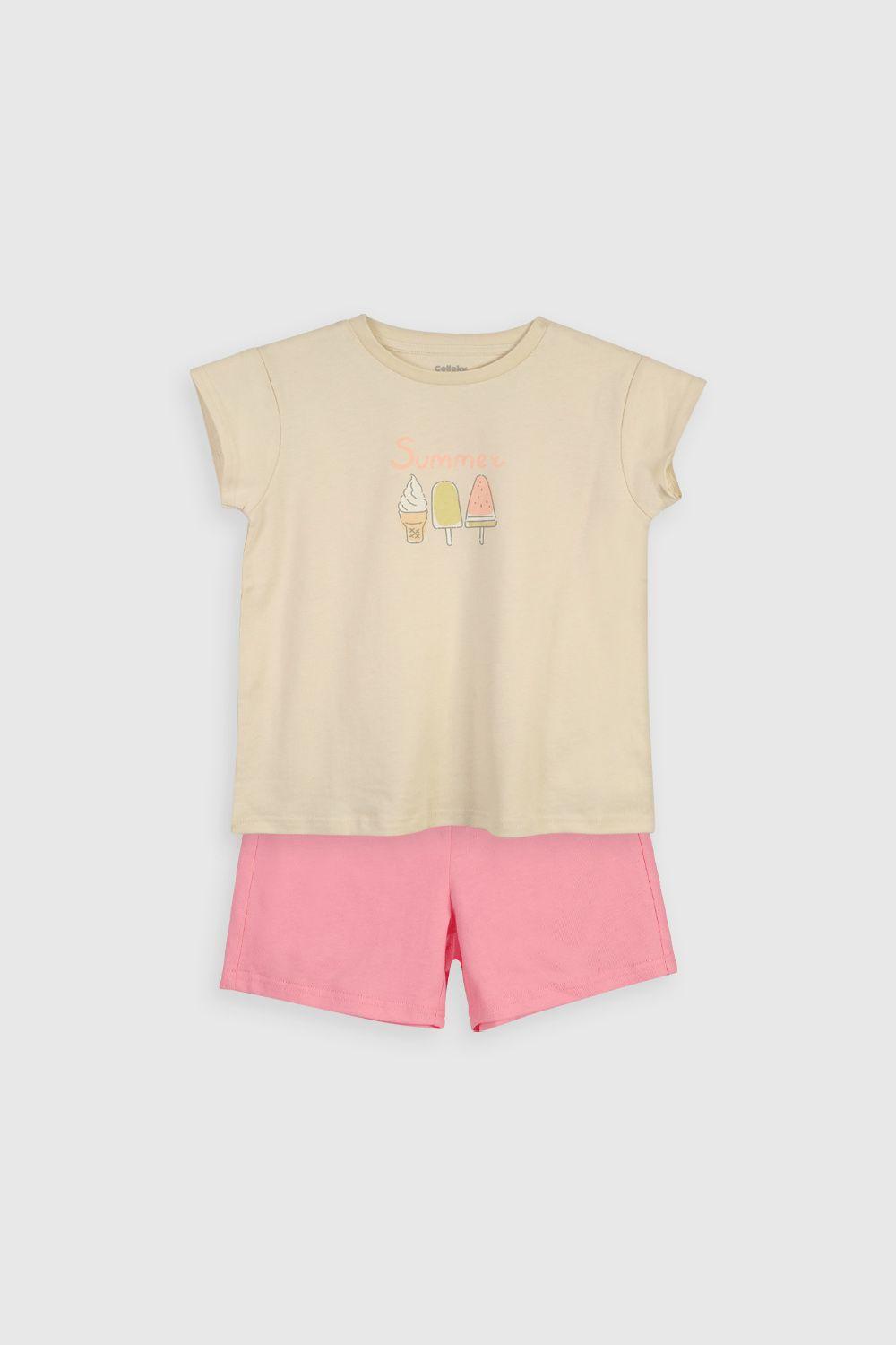 Pijama Corto Beige Niña-0