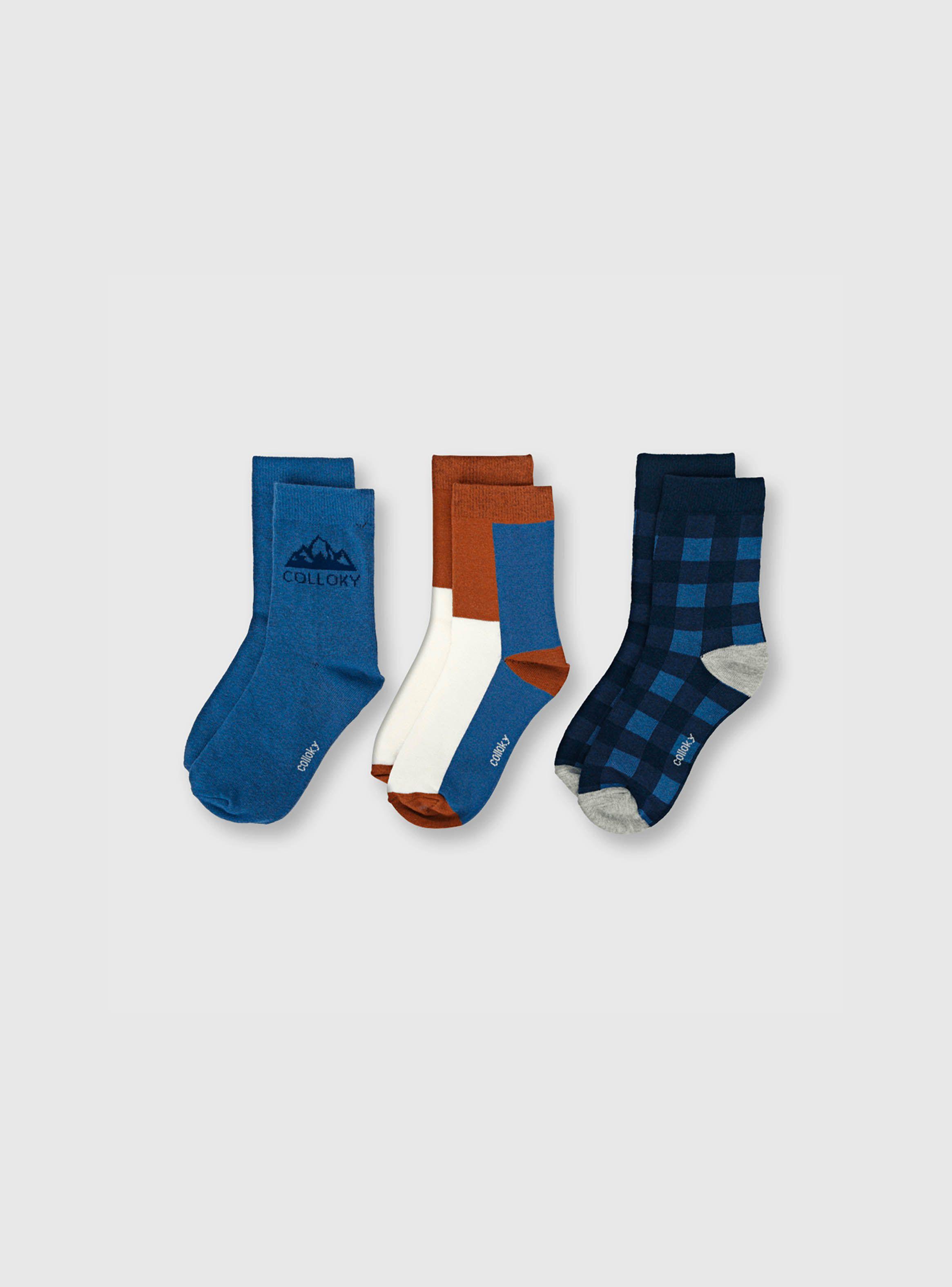 Calcetin De Niño 3 Pack Azul (23 A 37) Colloky-0