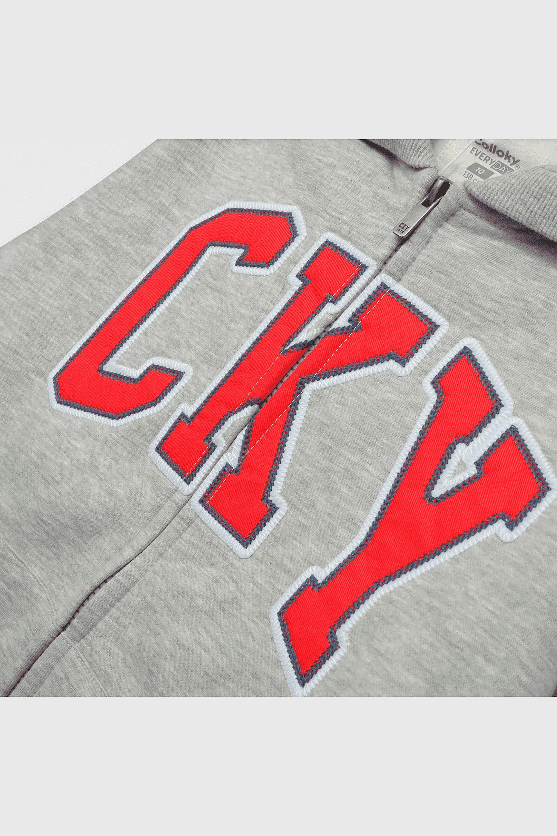 Polerón Gris de polycotton con Cierre y Gorro para Niño 6533-2