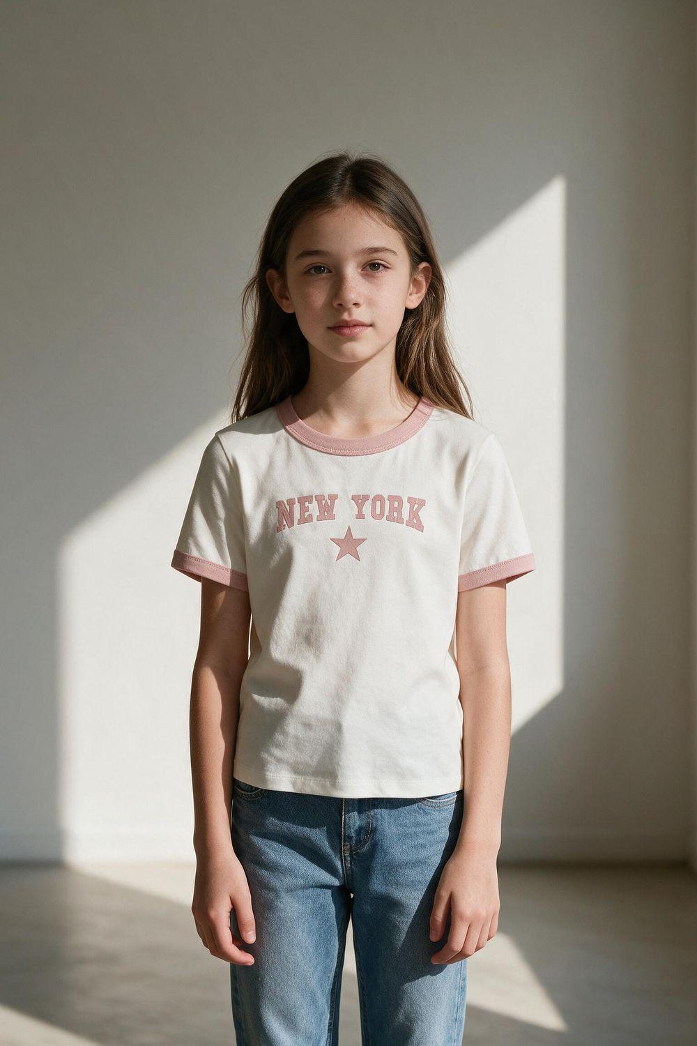 Polera New York Crema Niña 3-4A a 12-13A Colloky-1