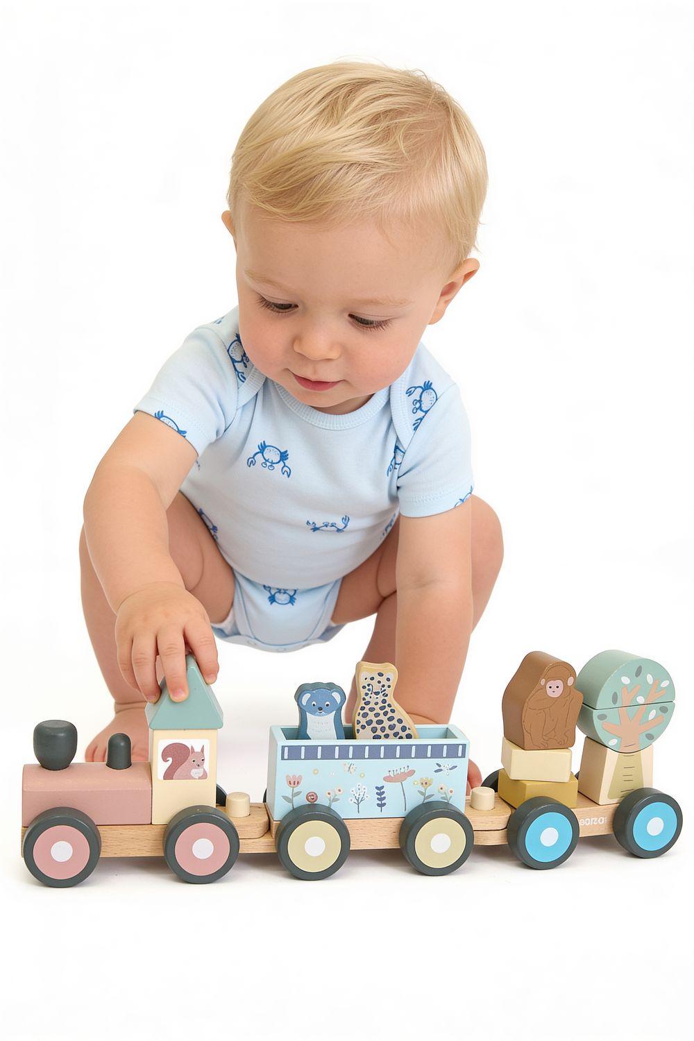 Juguete De Madera Tren Figuras Multicolor Niño Colloky-1