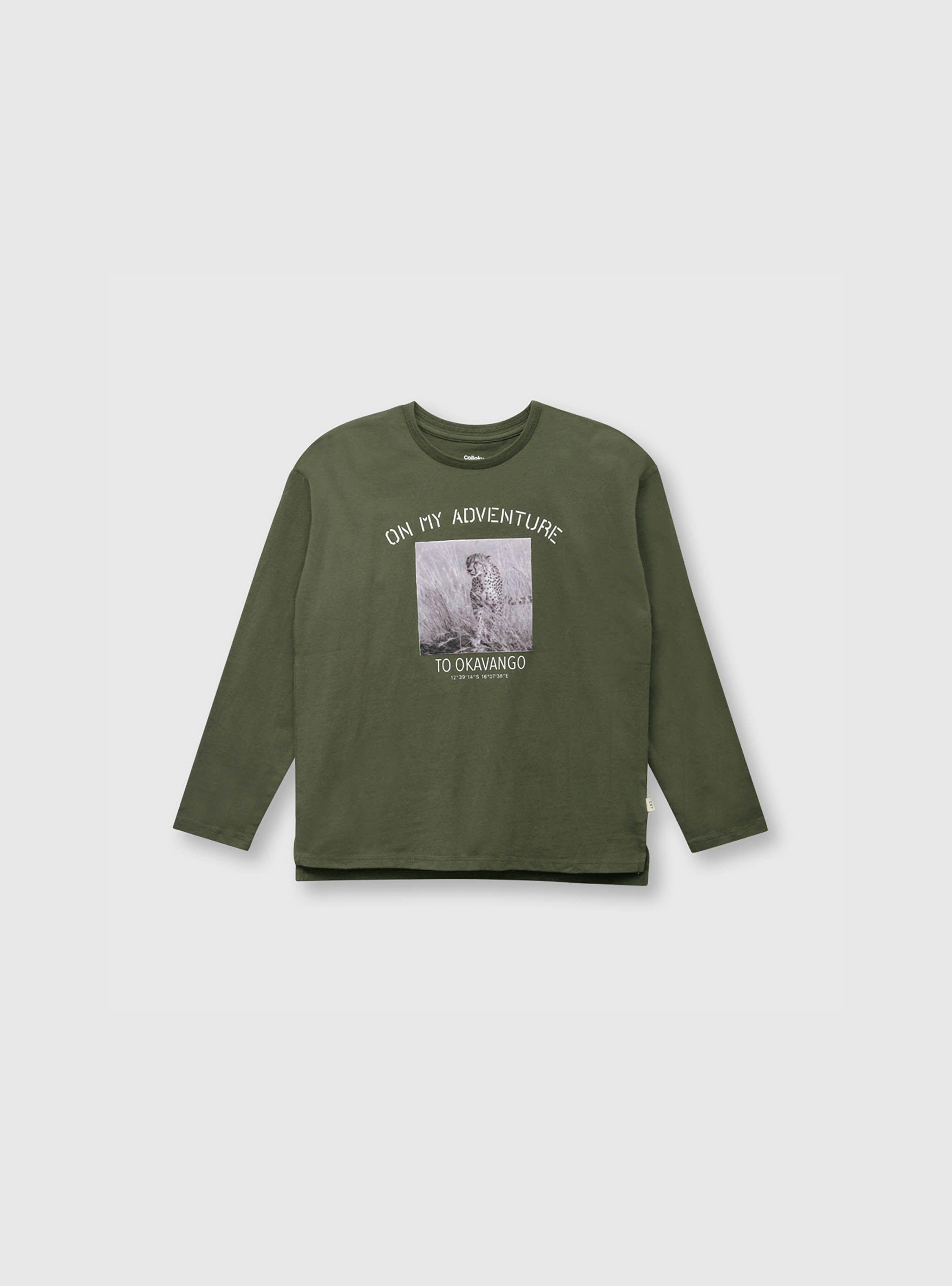 Polera Niño Verde Olivo (2 A 12 Años) Colloky-0