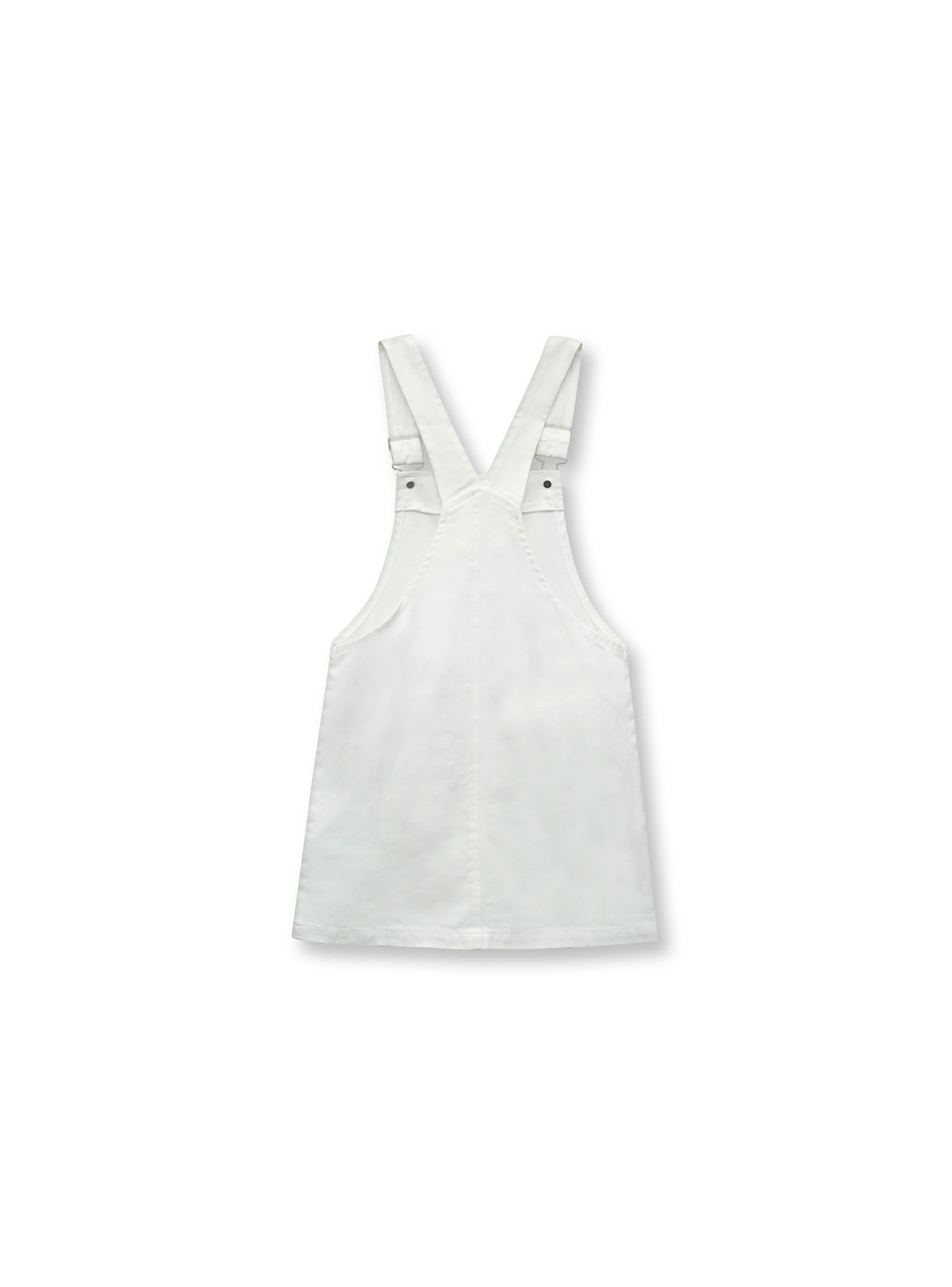Vestido De Niña Jardinera Blanco (2 A 12 Años) Colloky-1