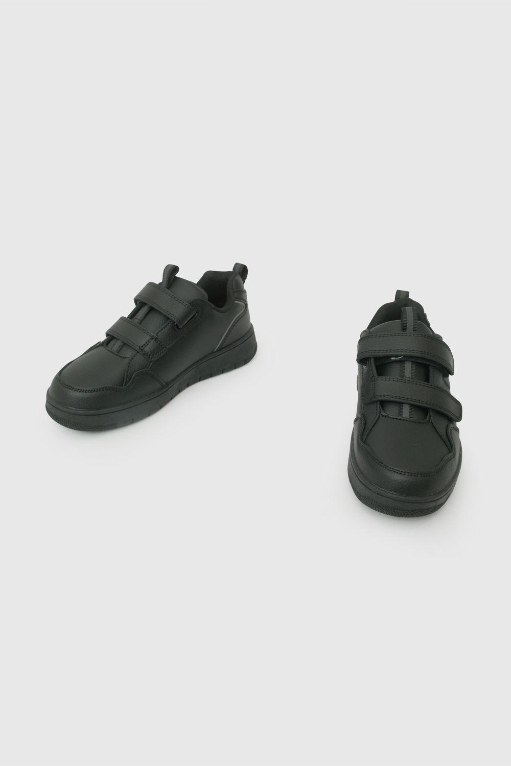 Zapatilla Escolar de Unisex Negro con Velcro-3