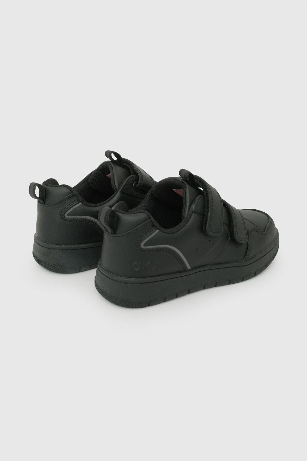 Zapatilla Escolar de Unisex Negro con Velcro-4