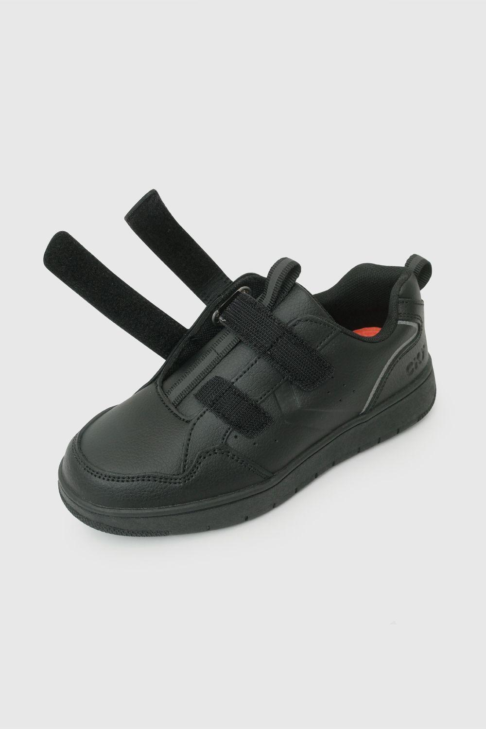Zapatilla Escolar de Unisex Negro con Velcro-5