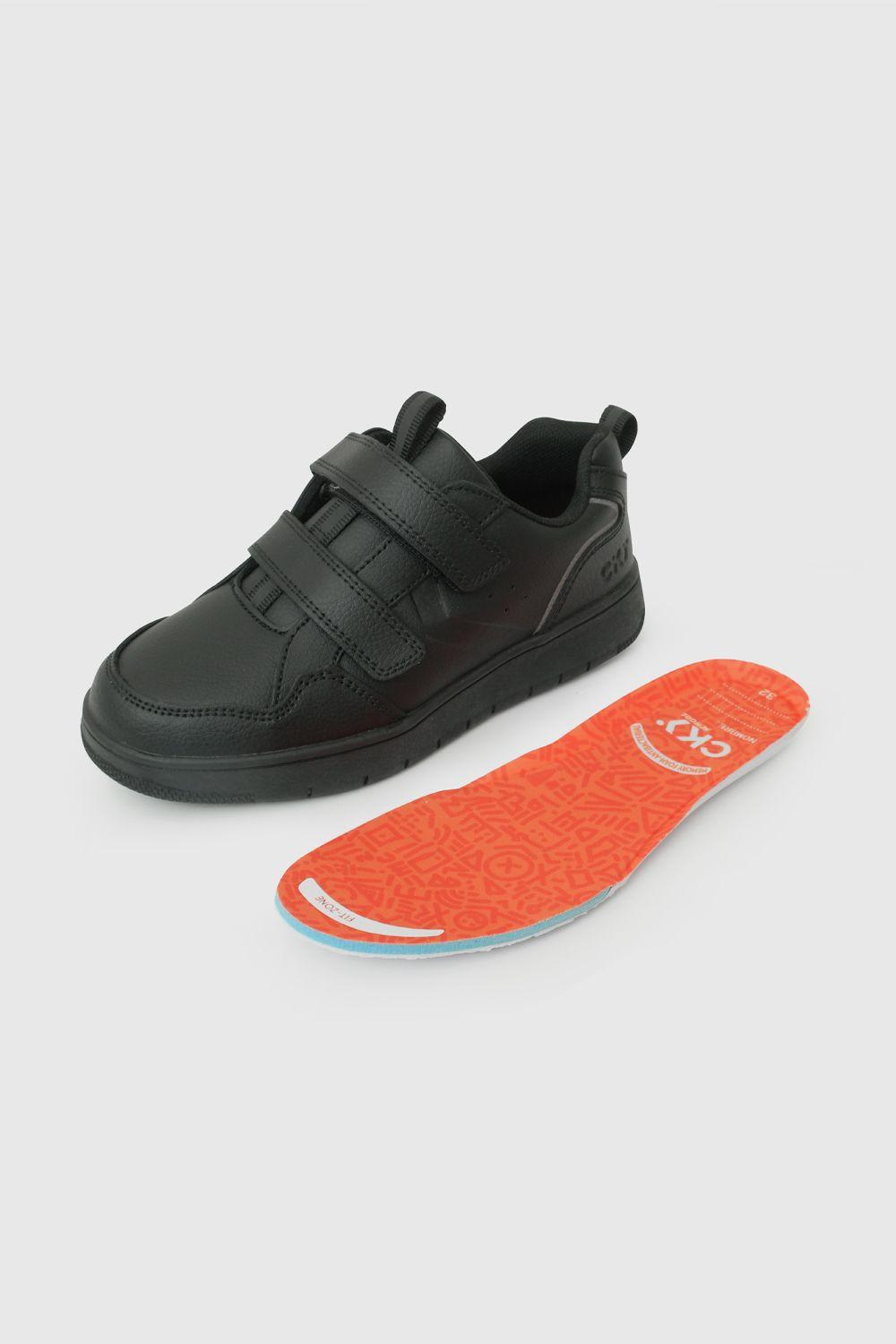 Zapatilla Escolar de Unisex Negro con Velcro-6
