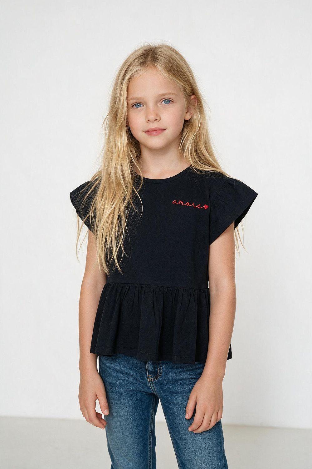 Polera Manga Vuelos Azul Niña 3-4A a 12-13A Colloky-2
