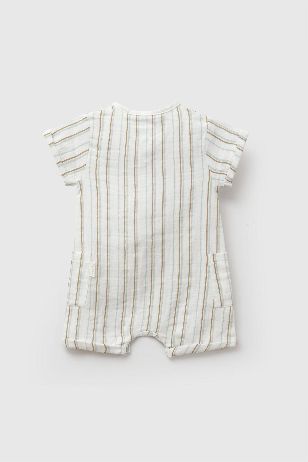 Entero Rayas Bambula Celeste Niño 0-3M a 9-12M Colloky-1