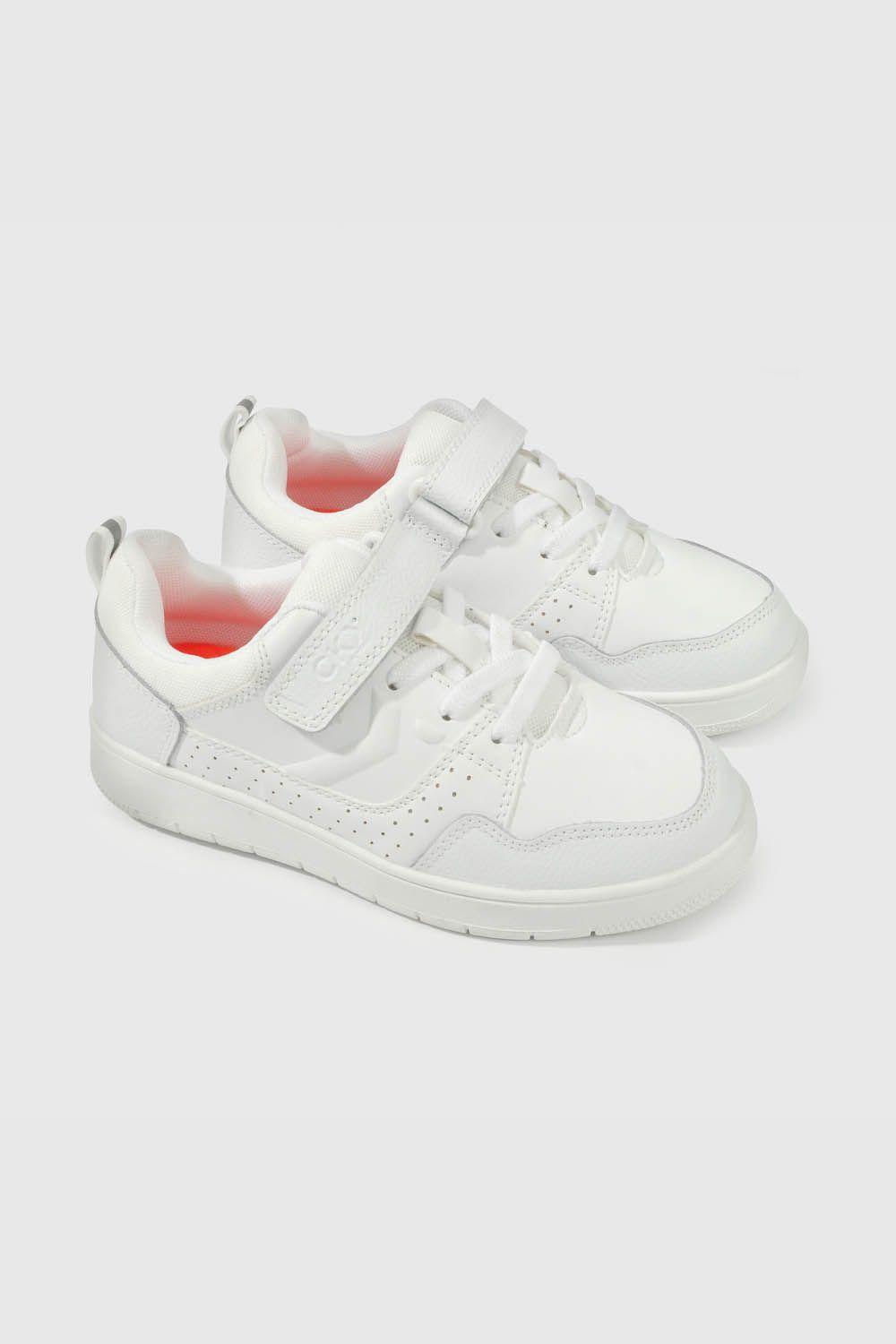 Zapatilla Escolar Blanca con Velcro Unisex Junior-0