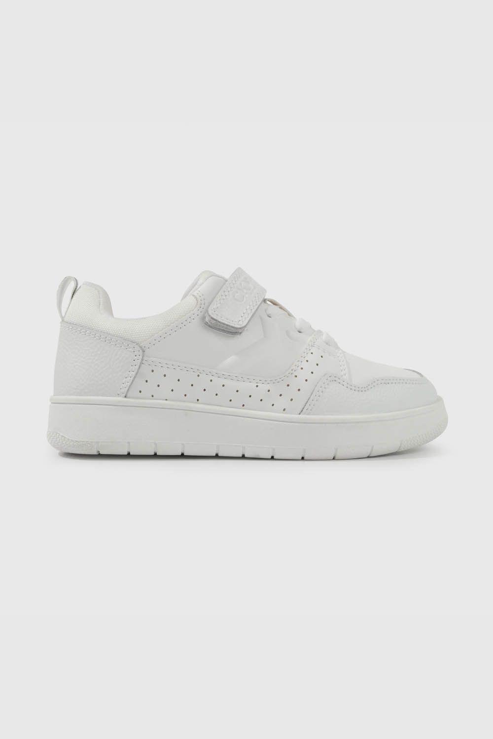 Zapatilla Escolar Blanca con Velcro Unisex Junior-1
