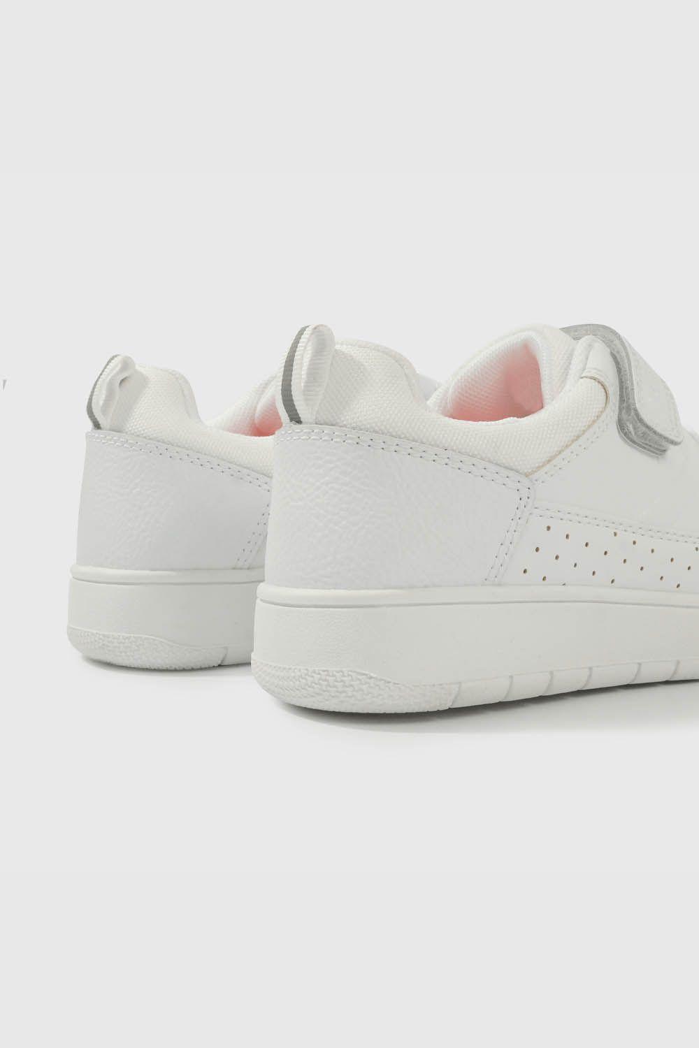 Zapatilla Escolar Blanca con Velcro Unisex Junior-4
