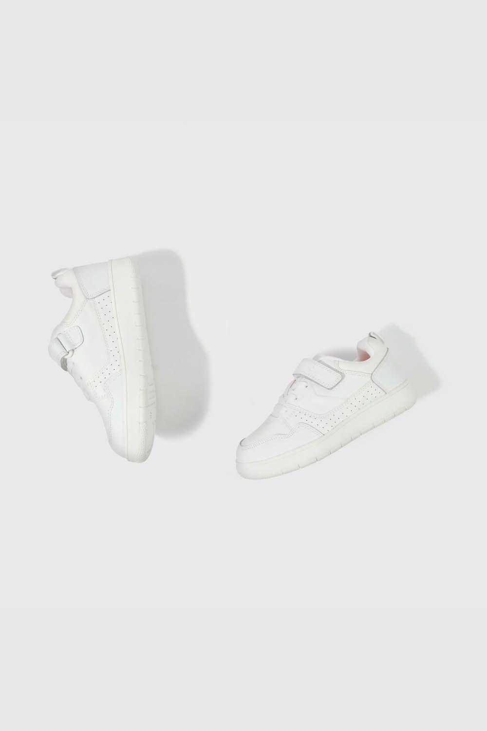 Zapatilla Escolar Blanca con Velcro Unisex-3