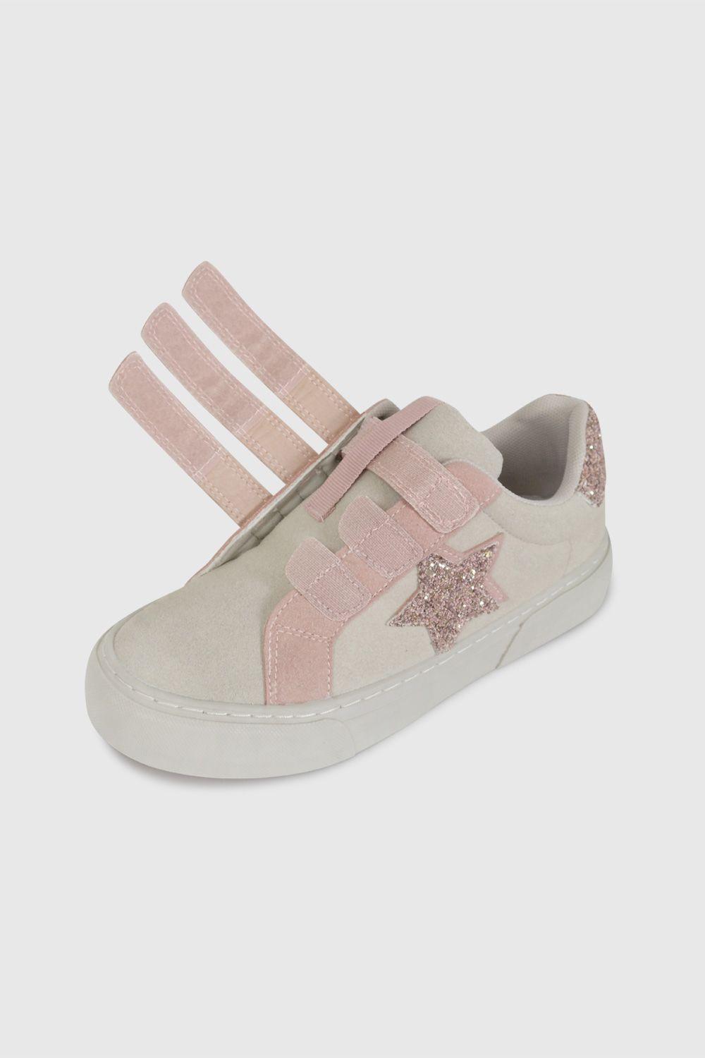 Zapatilla Beige con Estrella y Brillos 57060266V26-5