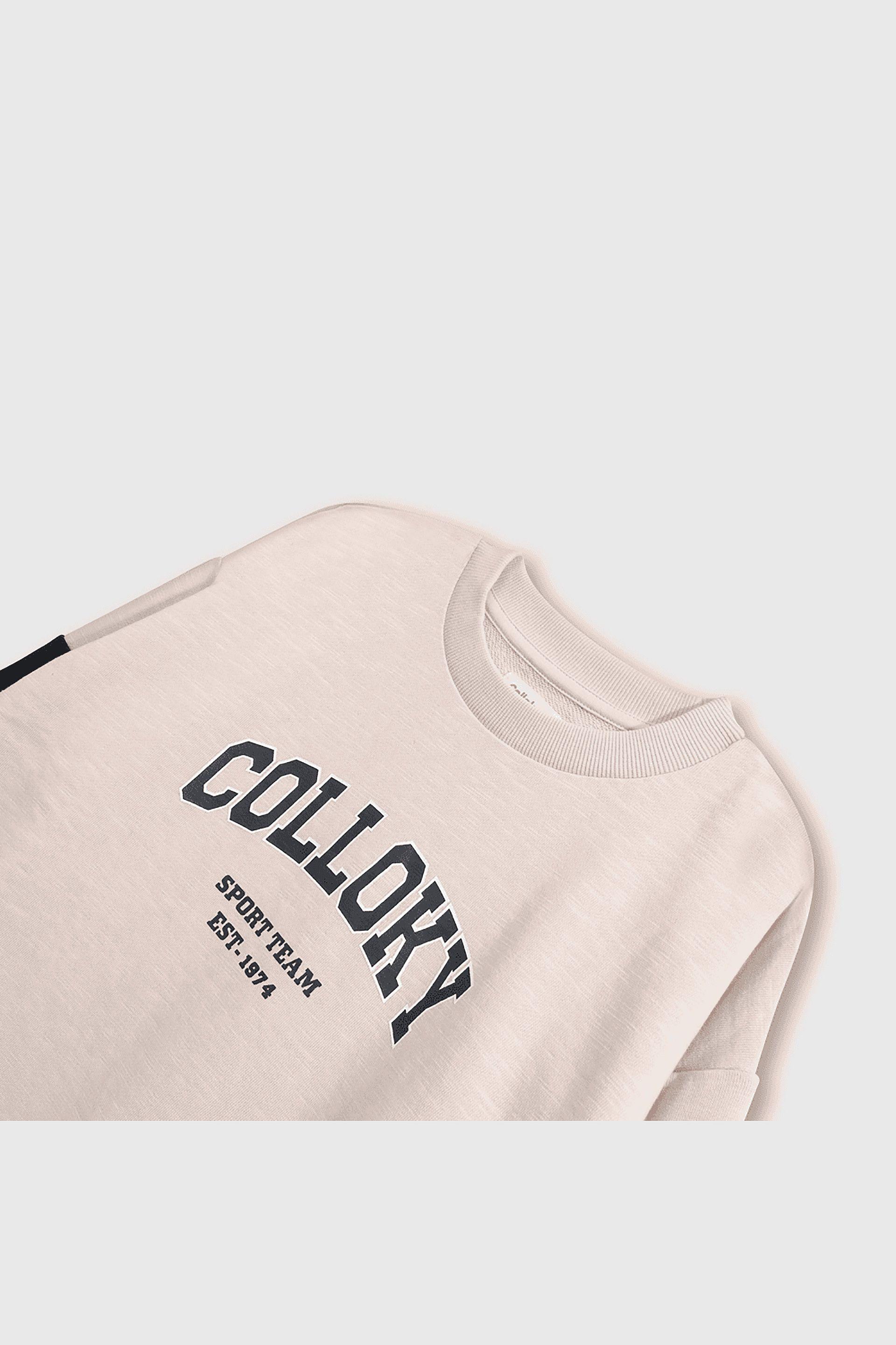 Polerón Beige Hombro Caído de polycotton Estampado para Niño-2