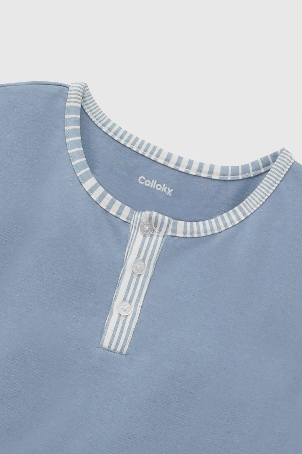 Pijama algodón corto elasticado niño azul 2A a 12A-3