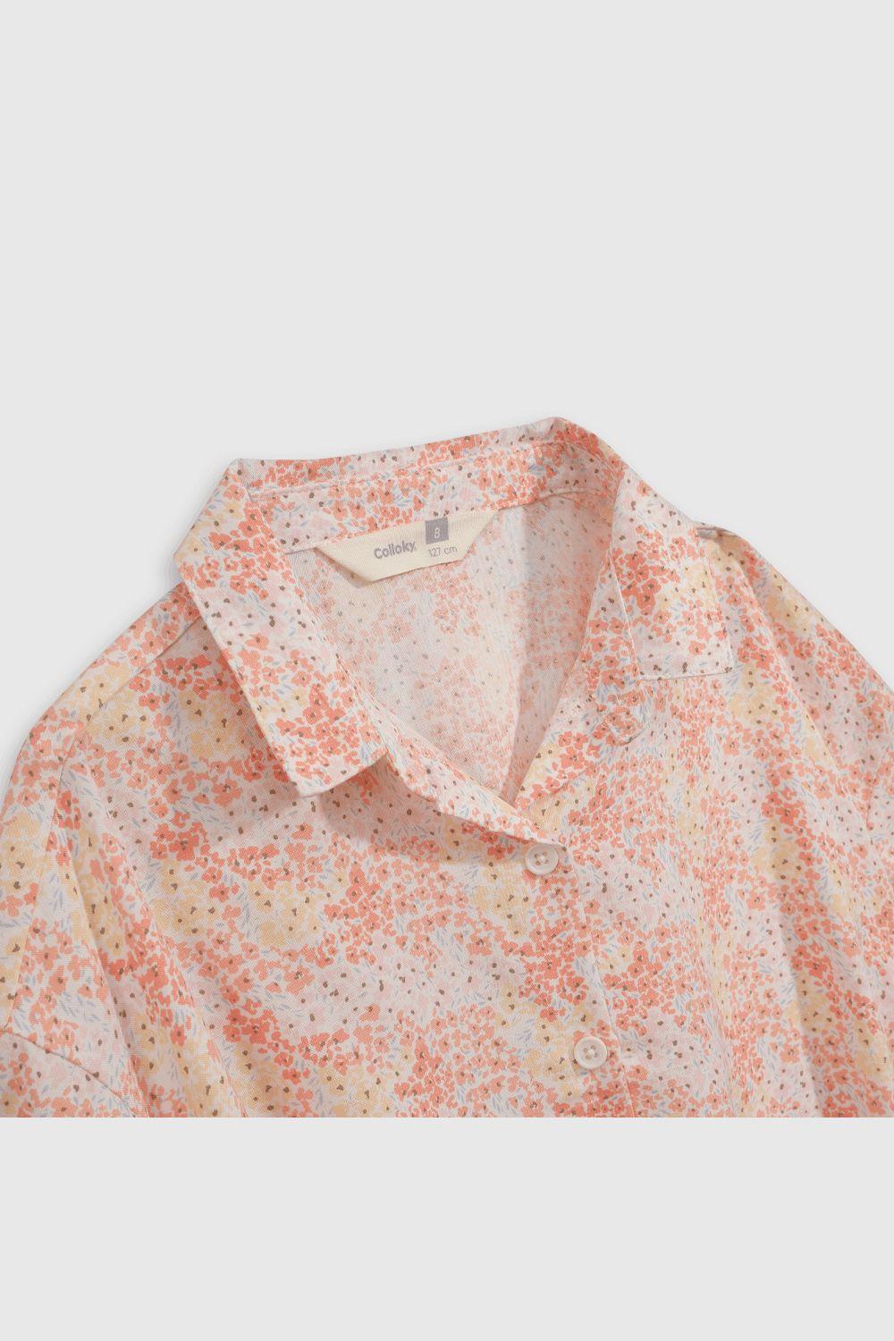 Blusa de viscosa liviana semi corta con lazo y hombros caídos-2