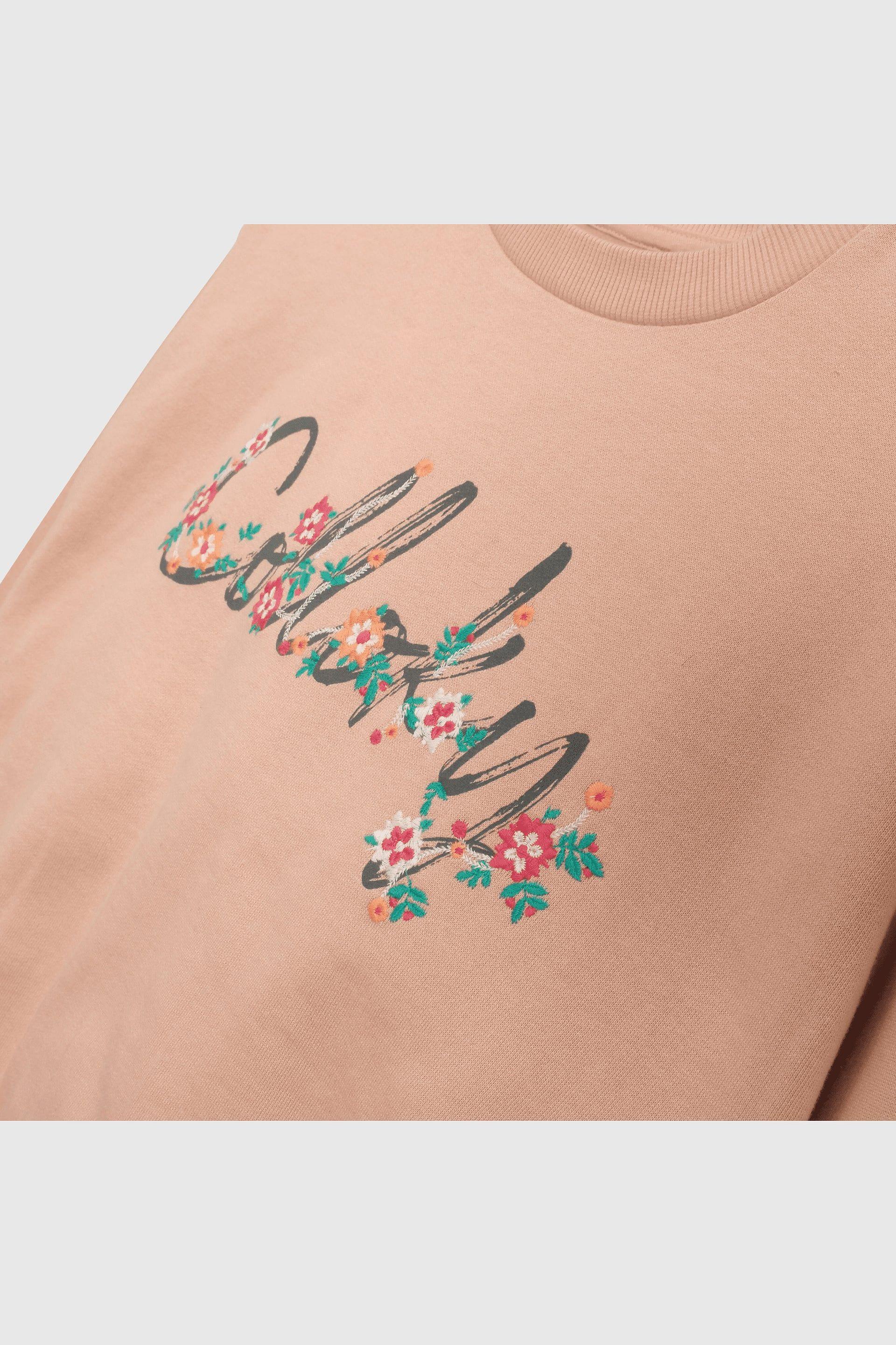 Polerón Rosado Hombro Caído de polycotton Estampado para Niña-2