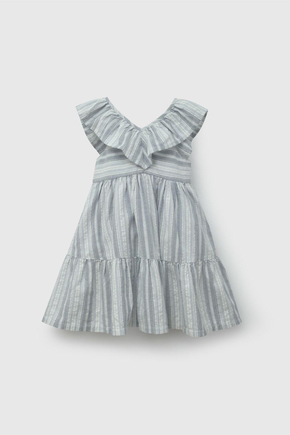 Vestido Celeste Vuelo Rayas De Niña VEVL0240V26-1