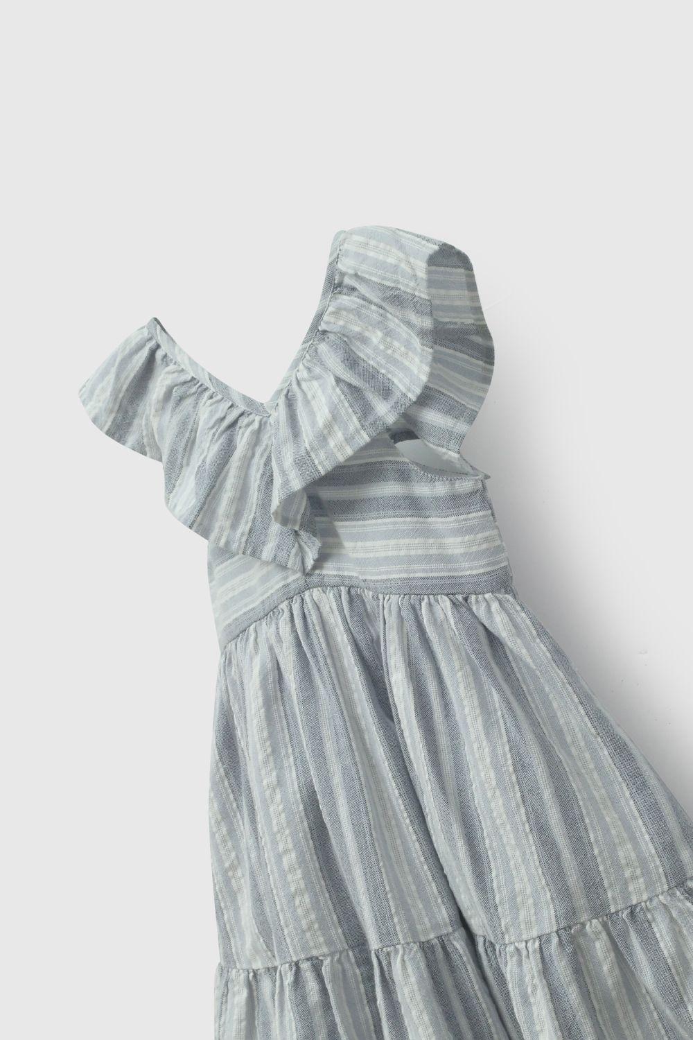 Vestido Celeste Vuelo Rayas De Niña VEVL0240V26-3