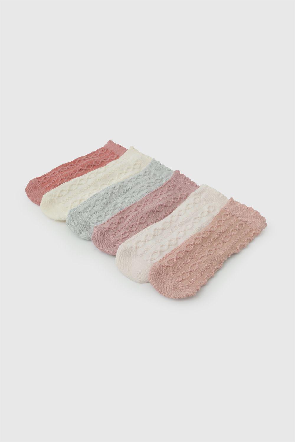 Pack 6 Calcetin Deportivo Punto Suave Y Resistente Rosado Niña 0/3M a 3/4A Colloky-1