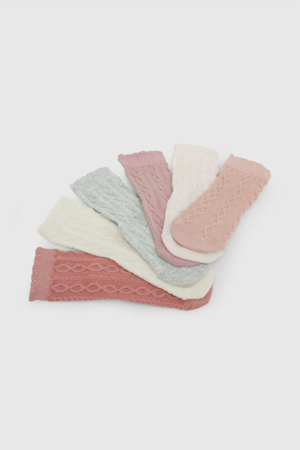 Pack 6 Calcetin Deportivo Punto Suave Y Resistente Rosado Niña 0/3M a 3/4A Colloky-2