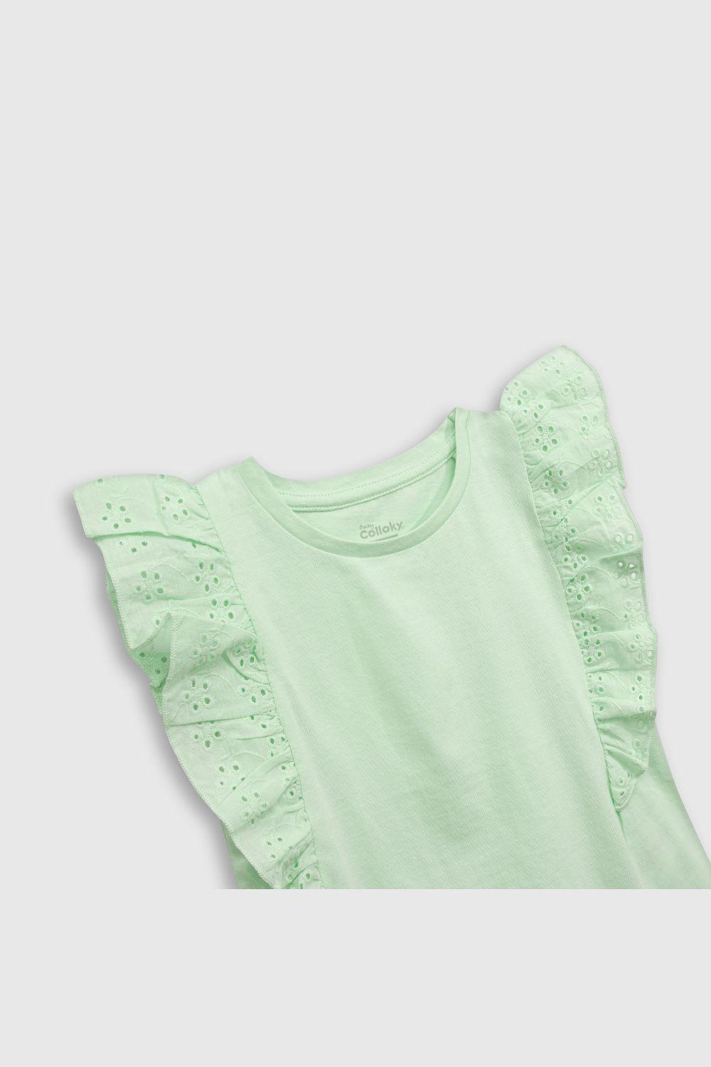 Polera de algodón para niña con manga vuelo de brodery-2